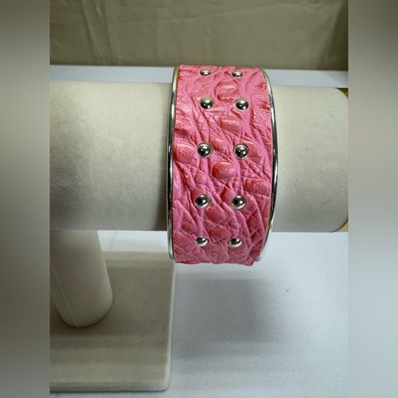 Pink Leather Studded Bracelet - Picture 1 of 6